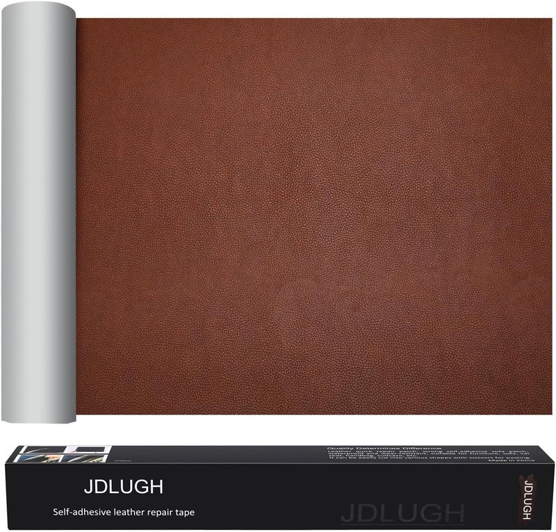 JDLUGH Sofa Leather Repair Patch Tape, Large Self Adhesive Couch, Car Seat, Office Chair, Leather Furniture, Vinyl Repair Patch Kit for Furniture (15x60 Inch, Brown) - Image 1